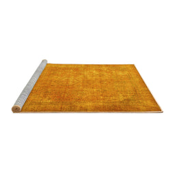 Sideview of Machine Washable Persian Yellow Traditional Rug, wshtr4408yw