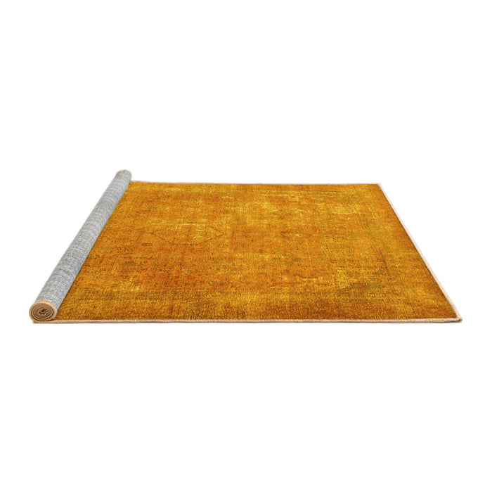 Sideview of Machine Washable Persian Yellow Traditional Rug, wshtr4408yw