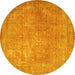 Round Persian Yellow Traditional Rug, tr4408yw