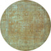 Round Persian Light Blue Traditional Rug, tr4408lblu