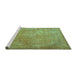 Sideview of Machine Washable Persian Turquoise Traditional Area Rugs, wshtr4408turq