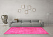 Machine Washable Persian Pink Traditional Rug in a Living Room, wshtr4408pnk