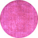 Round Persian Purple Traditional Rug, tr4408pur