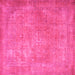 Square Machine Washable Persian Pink Traditional Rug, wshtr4408pnk