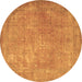 Round Persian Brown Traditional Rug, tr4408brn