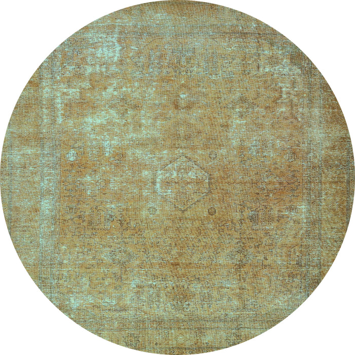 Round Machine Washable Persian Light Blue Traditional Rug, wshtr4408lblu