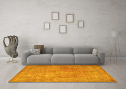 Machine Washable Persian Yellow Traditional Rug in a Living Room, wshtr4408yw