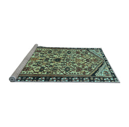 Sideview of Machine Washable Persian Light Blue Traditional Rug, wshtr4409lblu