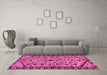 Machine Washable Persian Pink Traditional Rug in a Living Room, wshtr4409pnk