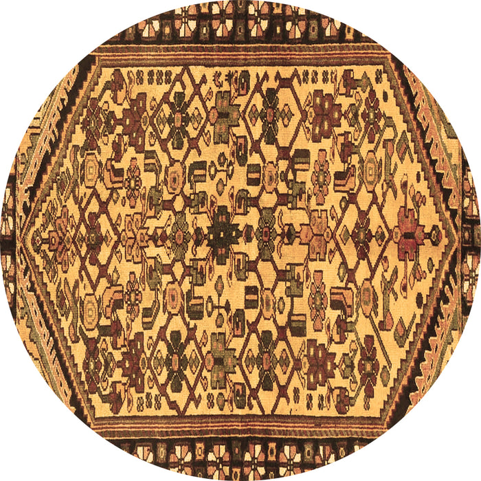 Round Persian Brown Traditional Rug, tr4409brn