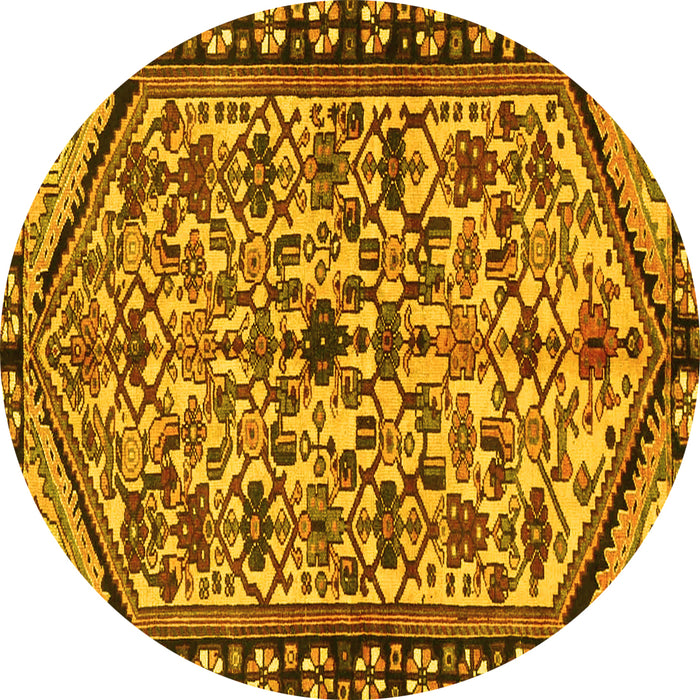 Round Persian Yellow Traditional Rug, tr4409yw