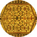 Round Persian Yellow Traditional Rug, tr4409yw