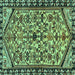 Square Persian Turquoise Traditional Rug, tr4409turq