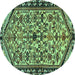 Round Persian Turquoise Traditional Rug, tr4409turq