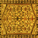 Square Machine Washable Persian Yellow Traditional Rug, wshtr4409yw