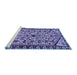 Sideview of Machine Washable Persian Blue Traditional Rug, wshtr4409blu