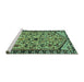 Sideview of Machine Washable Persian Turquoise Traditional Area Rugs, wshtr4409turq