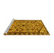 Sideview of Machine Washable Persian Yellow Traditional Rug, wshtr4409yw