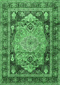 Medallion Emerald Green Traditional Rug, tr440emgrn