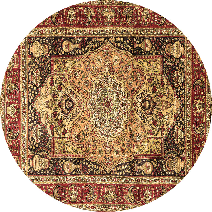 Round Medallion Brown Traditional Rug, tr440brn