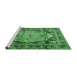 Sideview of Machine Washable Medallion Emerald Green Traditional Area Rugs, wshtr440emgrn