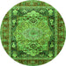 Machine Washable Medallion Green Traditional Area Rugs, wshtr440grn