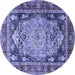 Round Medallion Blue Traditional Rug, tr440blu