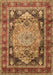 Machine Washable Medallion Brown Traditional Rug, wshtr440brn