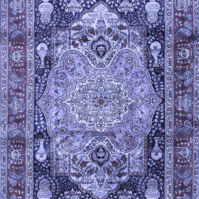 Machine Washable Medallion Blue Traditional Rug, wshtr440blu