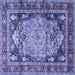 Square Medallion Blue Traditional Rug, tr440blu