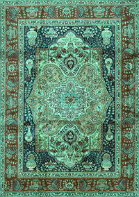 Medallion Turquoise Traditional Rug, tr440turq