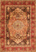 Serging Thickness of Machine Washable Medallion Orange Traditional Area Rugs, wshtr440org