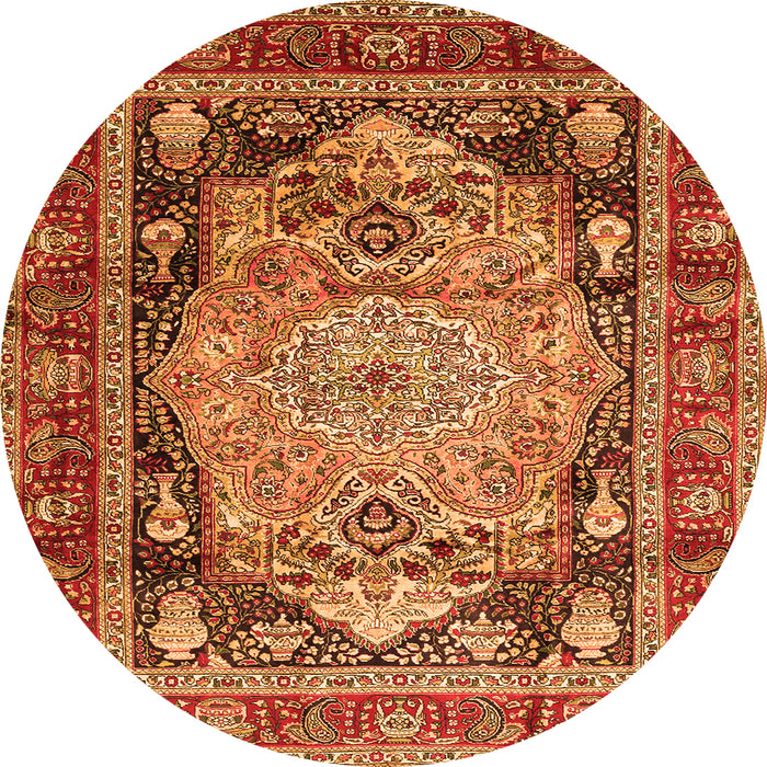 Machine Washable Medallion Orange Traditional Area Rugs, wshtr440org