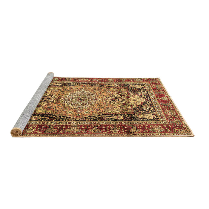 Sideview of Machine Washable Medallion Brown Traditional Rug, wshtr440brn