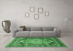 Machine Washable Medallion Emerald Green Traditional Area Rugs in a Living Room,, wshtr440emgrn