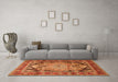 Machine Washable Medallion Orange Traditional Area Rugs in a Living Room, wshtr440org