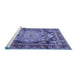 Sideview of Machine Washable Medallion Blue Traditional Rug, wshtr440blu