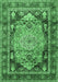 Machine Washable Medallion Emerald Green Traditional Area Rugs, wshtr440emgrn