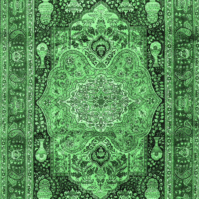 Machine Washable Medallion Emerald Green Traditional Area Rugs, wshtr440emgrn