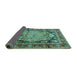 Sideview of Medallion Turquoise Traditional Rug, tr440turq