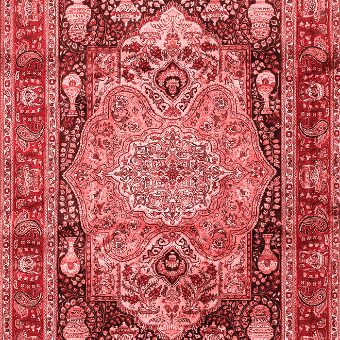 Machine Washable Medallion Red Traditional Rug, wshtr440red