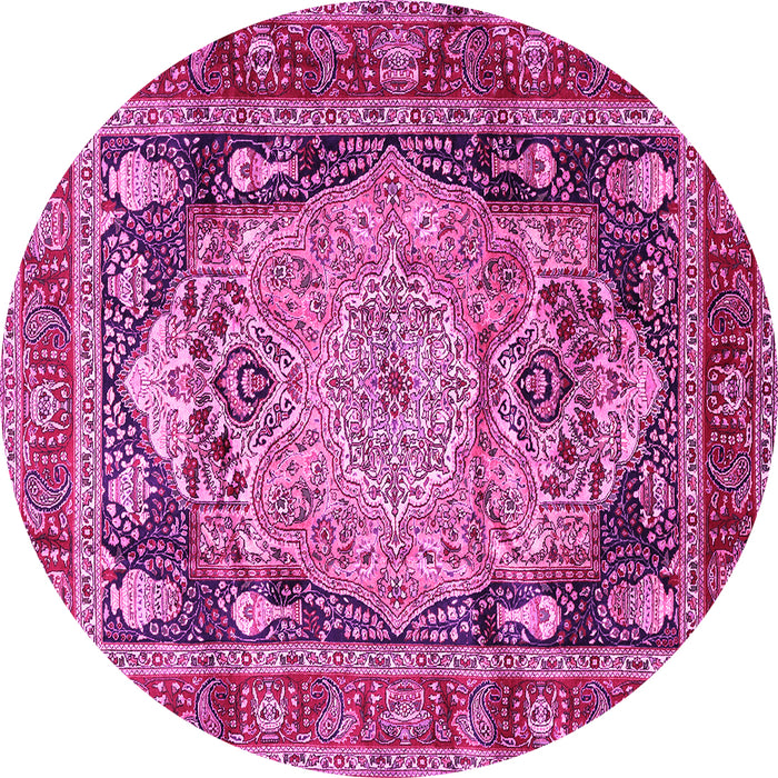Round Medallion Pink Traditional Rug, tr440pnk