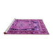 Sideview of Machine Washable Medallion Purple Traditional Area Rugs, wshtr440pur