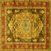 Square Medallion Yellow Traditional Rug, tr440yw