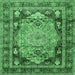 Square Medallion Emerald Green Traditional Rug, tr440emgrn