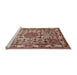 Sideview of Machine Washable Traditional Brown Red Rug, wshtr441