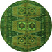 Square Persian Green Traditional Rug, tr4410grn