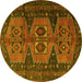 Round Machine Washable Persian Yellow Traditional Rug, wshtr4410yw