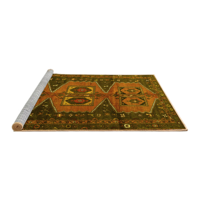 Sideview of Machine Washable Persian Yellow Traditional Rug, wshtr4410yw