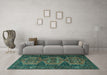 Machine Washable Persian Turquoise Traditional Area Rugs in a Living Room,, wshtr4410turq